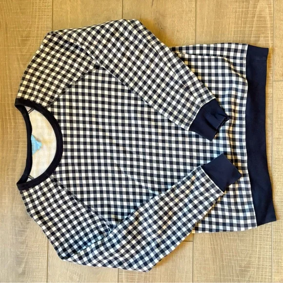 Draper James Navy Gingham Checkered Sweatshirt - Picture 2 of 8